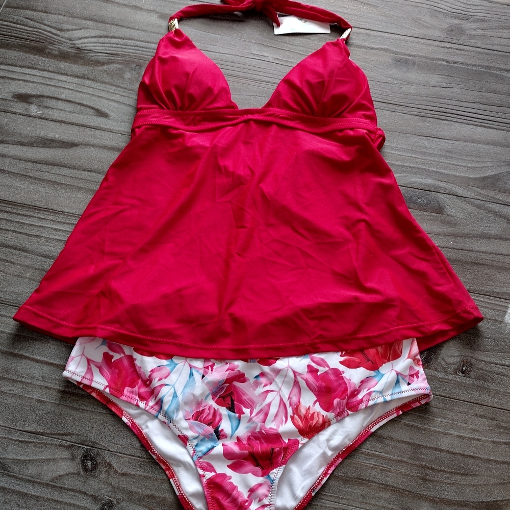 XL women's 2 piece bathing swim suit tankini